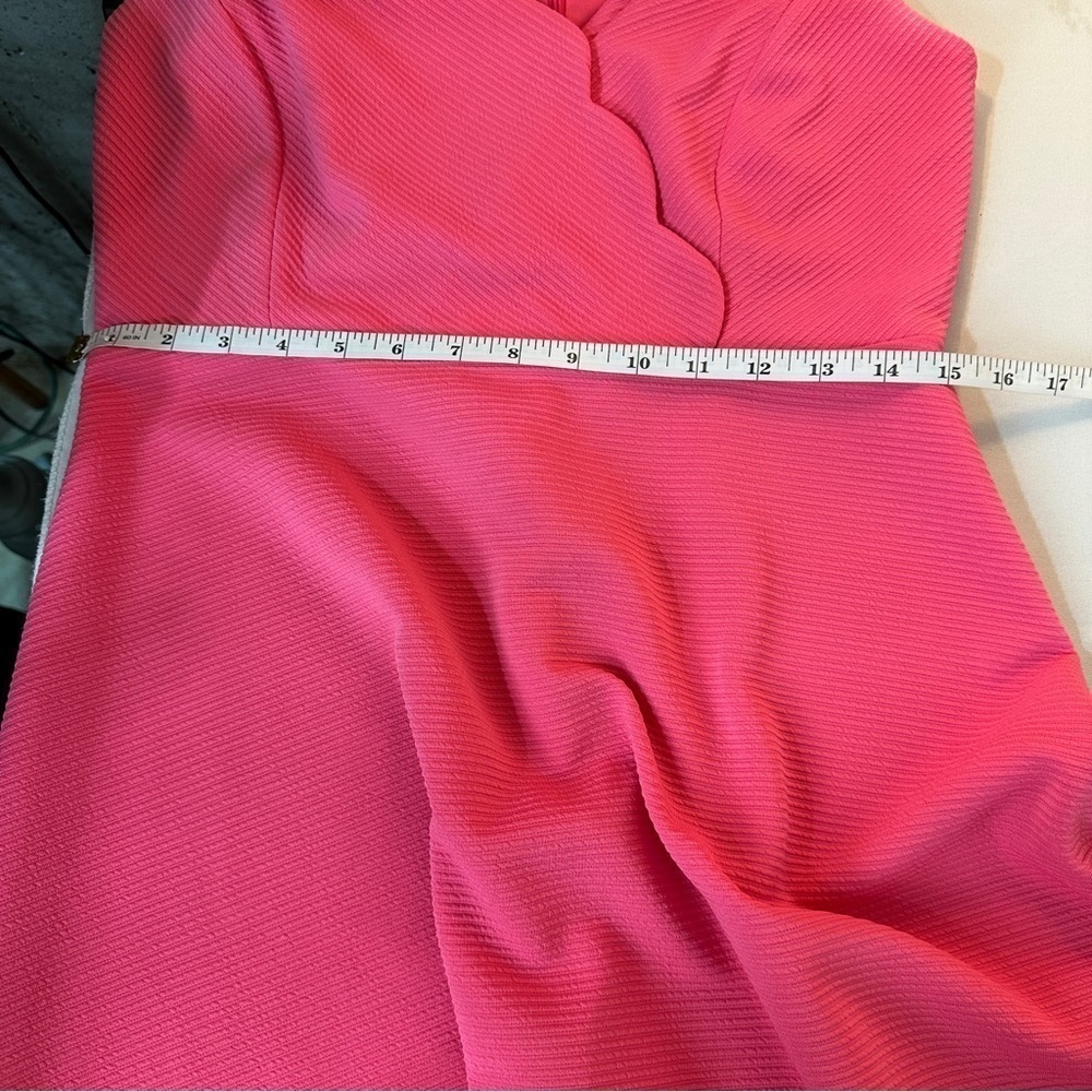 Elle hot Pink Sleeveless V-Neck A-Line Cocktail Dress scalloped size 6 vacay - Picture 5 of 10